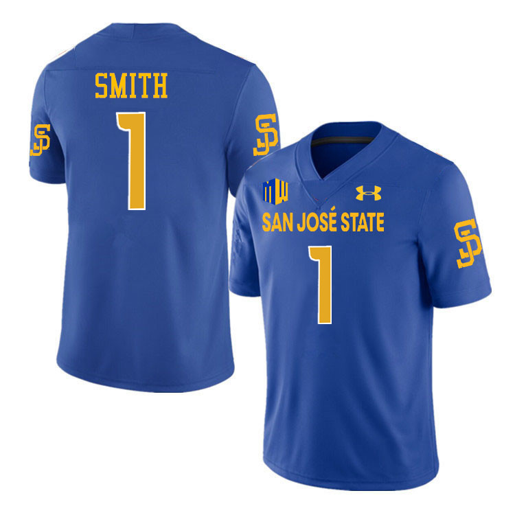 San Jose State Spartans #1 Leland Smith College Football Jerseys,Uniforms-Royal